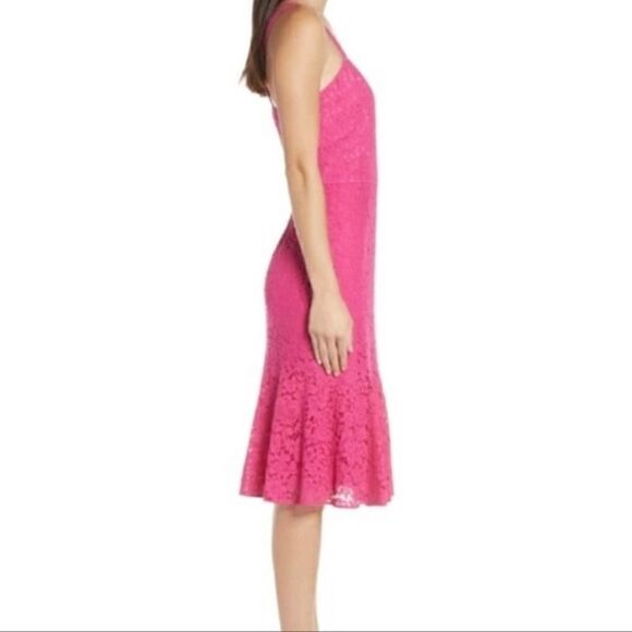 Chelsea28 magenta lace v neck fit and flare midi dress size 2 - Picture 2 of 12